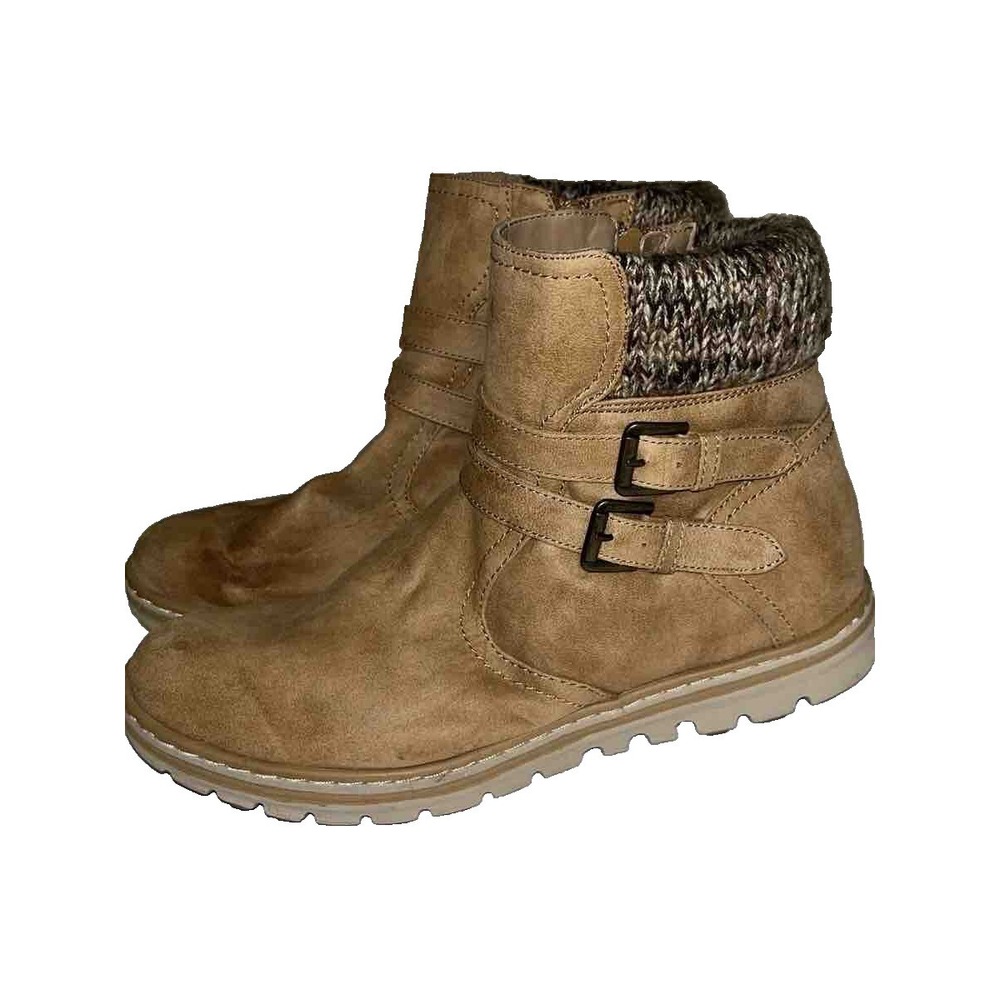 Cliffs By White Mountain Kaleta Tan Ankle Boot Womens Size 11 Buckle Zip Flat